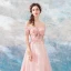 Chic / Beautiful Pearl Pink Evening Dresses  2018 A-Line / Princess Floor-Length / Long Tulle Lace Appliques Backless Beading Strapless Evening Party Formal Dresses
