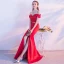 Schöne Rot Abendkleider 2017 Glanz A Linie Rückenfreies Mit Spitze Chiffon Bandeau Abend Festliche Kleider