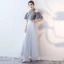 Modern / Fashion Grey Evening Dresses  2017 A-Line / Princess Appliques Scoop Neck Lace Embroidered Flower Evening Party Formal Dresses