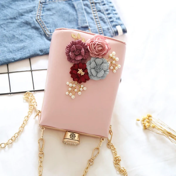 Lovely Romantic Blushing Pink Clutch Bags Beading Flower Pearl Cocktail Party Evening Party Accessories 2019