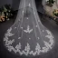 Moderne / Mode Blanche Dentelle 3D Voile De Mariée Fait main Chiffon Chapel Train Dentelle Mariage Accessorize 2019
