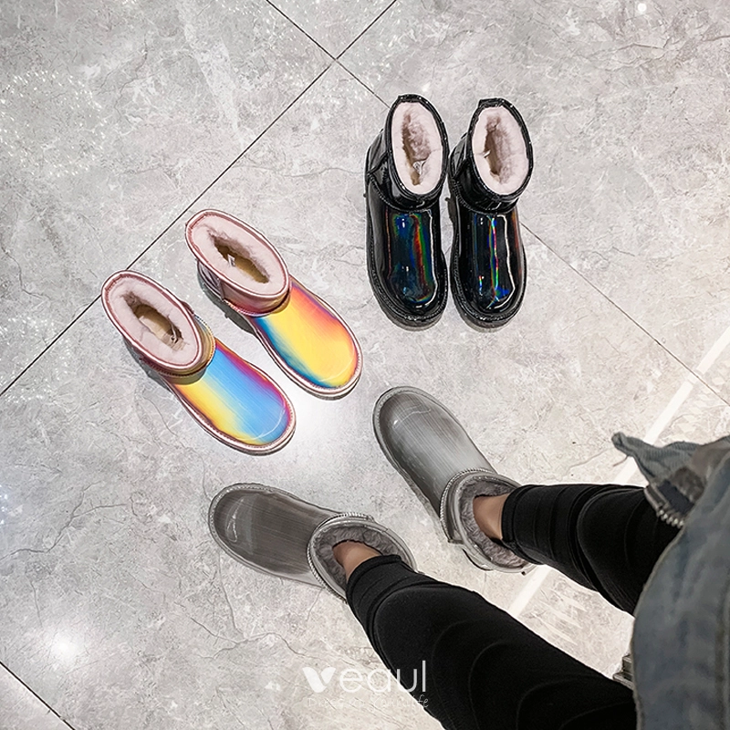 Atemberaubend Bling Bling Regenbogen Multifarben Schneestiefel 2020 Woll Laser Lackleder Leder Garten Im Freien Freizeit Stiefel