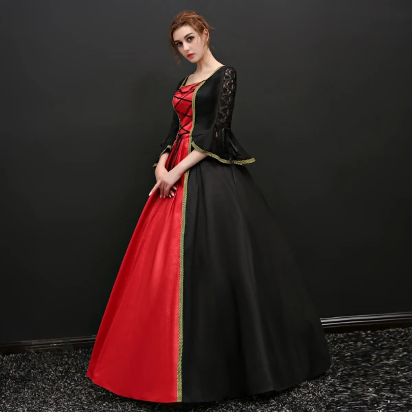 Vintage / Retro Black Floor-Length / Long Ball Gown Prom Dresses 2018 U-Neck Lace Crossed Straps Backless Strappy Prom Formal Dresses