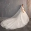 Luxury / Gorgeous White Ball Gown Wedding Dresses 2019 Lace Tulle Appliques Backless Strapless Beading Rhinestone Embroidered Cathedral Train Church Wedding