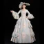Vintage / Retro Medieval Sky Blue Ball Gown Prom Dresses Long Sleeve U-Neck Floor-Length / Long Zipper Up Lace Handmade  Embroidered Cosplay Formal Dresses