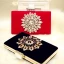Élégant 2017 Noire Rouge Feuille Cristal Faux Diamant PU Plage Église Jardin / Extérieur Pochette