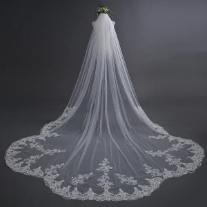 Chic Belle Blanche Mariage 2017 4 M Tulle Appliques Voile De Mariée
