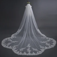 Mooie / Prachtige Witte Huwelijk 2017 4 m Tule Appliques Bruidssluier