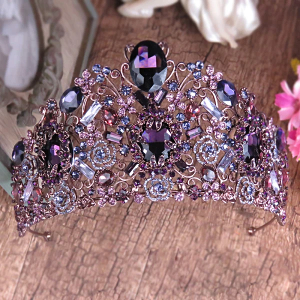 Chic / Beautiful Grape Bridal Jewelry 2017 Metal Beading Crystal Rhinestone Headpieces Wedding Prom Accessories