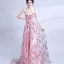 Chic / Beautiful Candy Pink Evening Dresses  2017 A-Line / Princess Strapless Court Train Lace Appliques Backless Printing Evening Party Prom Dresses