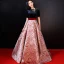 Luxury / Gorgeous Red Evening Dresses  2018 A-Line / Princess Scoop Neck Charmeuse Beading Printing Embroidered Evening Party Formal Dresses