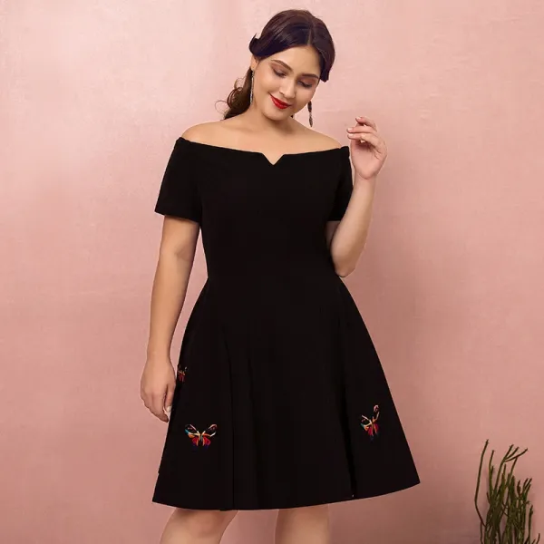 Veaul Classic Elegant Black Plus Size Graduation Dresses 2018 A Line Princess Butterfly Formal