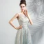 Sparkly Grey Floor-Length / Long Evening Dresses  2018 A-Line / Princess U-Neck Tulle Backless Beading Sequins Evening Party Formal Dresses
