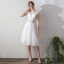 Lovely 2 Piece Short Evening Dresses  2018 A-Line / Princess White Tulle Appliques Backless Pierced Homecoming Formal Dresses