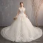 Luxury / Gorgeous White Ball Gown Wedding Dresses 2019 Lace Tulle Appliques Backless Strapless Beading Rhinestone Embroidered Cathedral Train Church Wedding
