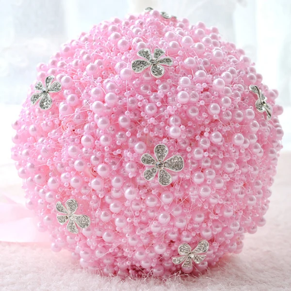Piękne Szampan Ślub Frezowanie Perła Rhinestone Bukiety Ślubne 2019