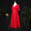 Simple Bordeaux Grande Taille Robe De Soirée 2021 Princesse V-Cou 1/2 Manches Bretelles croisées Dentelle 3D Couleur Unie Appliques Dos Nu Soirée Courte Robe De Ceremonie