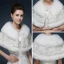 White Winter Glitter Sequins Faux Fur Wedding Prom Shawls 2017