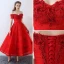 Chic / Belle Rouge Robe De Soirée 2017 Dentelle Bustier Appliques Dos Nu Brodé Impression Robe De Ceremonie