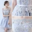 Élégant Bleu Ciel Robe De Graduation 2017 Bustier Dentelle Appliques Dos Nu Impression de retour Robe De Fete