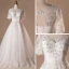 Elegante Klassisch Weiß Brautkleider 2017 A Linie Spitze V-Ausschnitt Tülle Perlenstickerei Pailletten Applikationen Rückenfreies Hochzeit