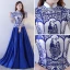 Chinese style Royal Blue Prom Dresses 2017 A-Line / Princess Charmeuse Halter Embroidered Beading Backless Evening Party Formal Dresses