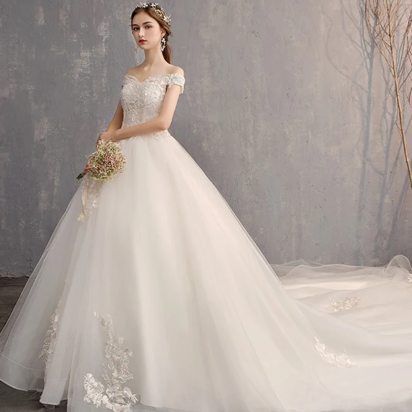 Luxury / Gorgeous White Ball Gown Wedding Dresses 2019 Lace Tulle Appliques Backless Strapless Beading Rhinestone Embroidered Cathedral Train Church Wedding