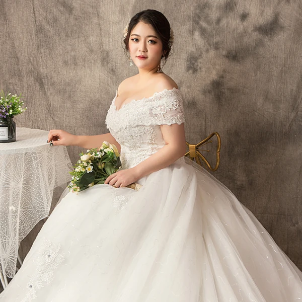 Moderne / Mode Blanche Grande Taille Robe De Mariée 2019 Dentelle Tulle Appliques Dos Nu Perlage Faux Diamant Chapel Train Mariage