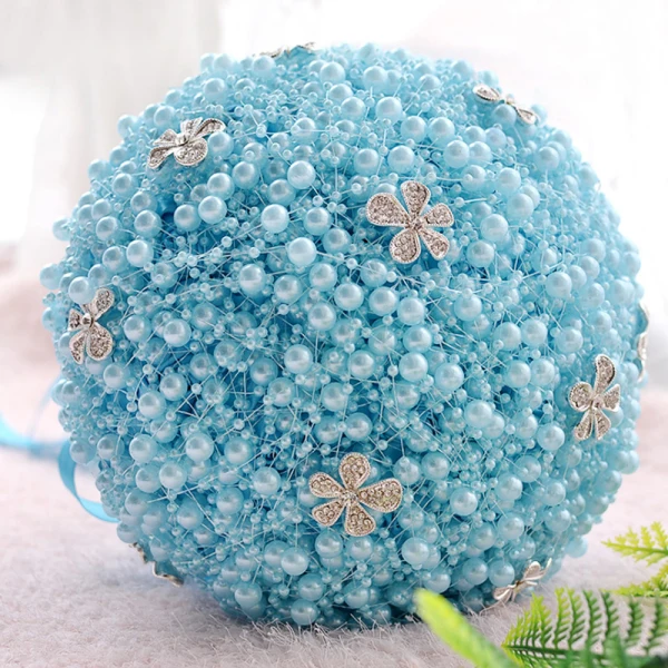 Piękne Szampan Ślub Frezowanie Perła Rhinestone Bukiety Ślubne 2019