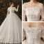 Unika Vita Extra Stor Storlek Bröllopsklänningar 2019 Tyll Appliqués Halterneck Beading Pärla Handgjort Chapel Train