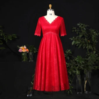 Simple Bordeaux Grande Taille Robe De Soirée 2021 Princesse V Cou 1 2 Manches Bretelles Croisées Dentelle 3d Couleur Unie Appliques Dos Nu Soirée Courte Robe De Ceremonie