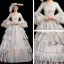 Vintage / Retro Medieval Sky Blue Ball Gown Prom Dresses Long Sleeve U-Neck Floor-Length / Long Zipper Up Lace Handmade  Embroidered Cosplay Formal Dresses