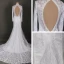 Luxe Ivoire Chapel Train Mariage 2018 Lacer Manches Longues Transparentes Appliques Dos Nu Percé Col Haut Trompette / Sirène Robe De Mariée