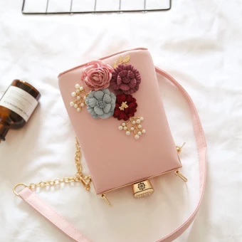 Lovely Romantic Blushing Pink Clutch Bags Beading Flower Pearl Cocktail Party Evening Party Accessories 2019