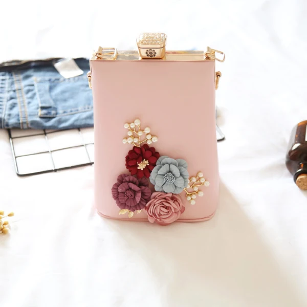 Lovely Romantic Blushing Pink Clutch Bags Beading Flower Pearl Cocktail Party Evening Party Accessories 2019