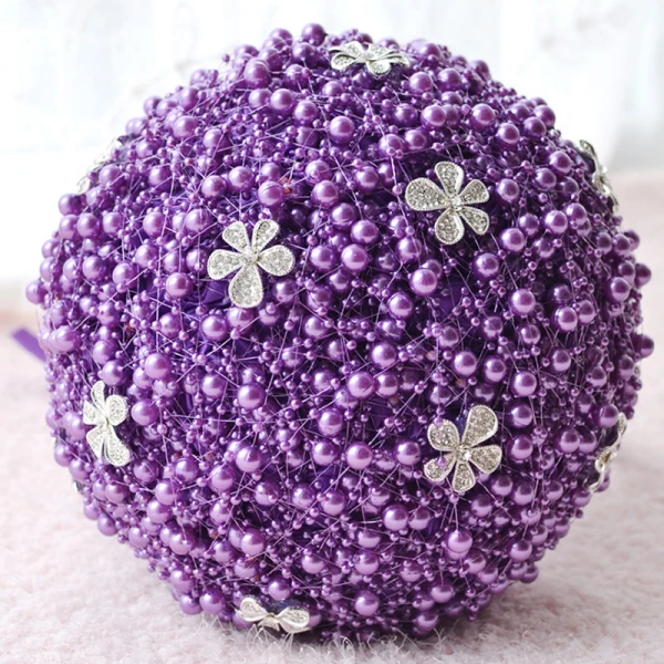 Piękne Szampan Ślub Frezowanie Perła Rhinestone Bukiety Ślubne 2019
