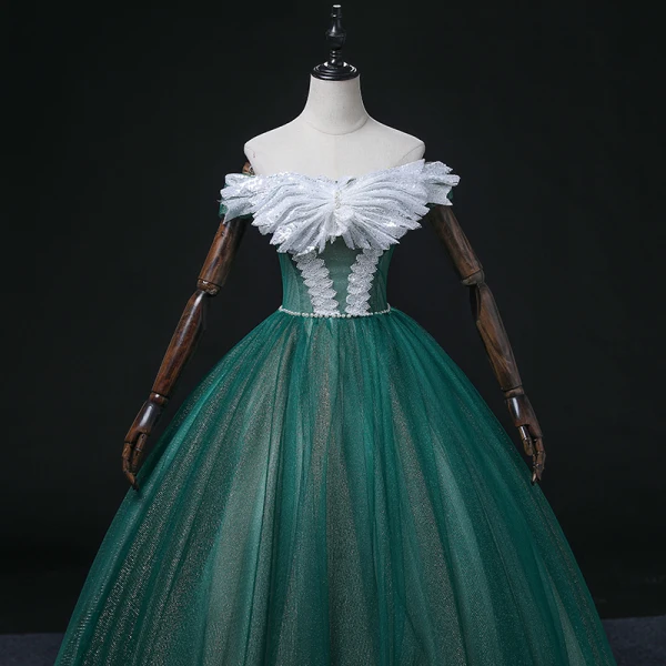 Elegant Dark Green Beading Pearl Sequins Prom Dresses 2022 Ball Gown Off-The-Shoulder Sleeveless Backless Rhinestone Floor-Length / Long Formal Dresses