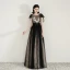 Chic / Beautiful Black Evening Dresses  2020 A-Line / Princess Scoop Neck Sleeveless Appliques Lace Floor-Length / Long Ruffle Backless Formal Dresses