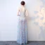 Sexy Bleu Ciel Transparentes Robe De Soirée 2018 Princesse V-Cou Sans Manches Appliques Fleur Faux Diamant Longue Volants Dos Nu Robe De Ceremonie