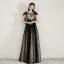 Chic / Beautiful Black Evening Dresses  2020 A-Line / Princess Scoop Neck Sleeveless Appliques Lace Floor-Length / Long Ruffle Backless Formal Dresses