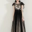 Chic / Beautiful Black Evening Dresses  2020 A-Line / Princess Scoop Neck Sleeveless Appliques Lace Floor-Length / Long Ruffle Backless Formal Dresses