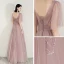 Snygga / Fina Pärla Rosa Genomskinliga Aftonklänningar 2020 Prinsessa Fyrkantig Ringning 1/2 ärm Appliqués Spets Långa Ruffle Halterneck Formella Klänningar