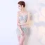 Sexy Champagne Transparentes Robe De Soirée 2018 Bretelles Spaghetti Sans Manches Faux Diamant Paillettes Perlage Courte Dos Nu Robe De Ceremonie