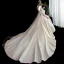 Schöne Ivory / Creme Satin Brautkleider / Hochzeitskleider 2020 A Linie Off Shoulder Kurze Ärmel Rückenfreies Perlenstickerei Stoffgürtel Kapelle-Schleppe