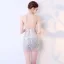 Sexy Champagne Transparentes Robe De Soirée 2018 Bretelles Spaghetti Sans Manches Faux Diamant Paillettes Perlage Courte Dos Nu Robe De Ceremonie