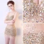 Sexy Champagne Transparentes Robe De Soirée 2018 Bretelles Spaghetti Sans Manches Faux Diamant Paillettes Perlage Courte Dos Nu Robe De Ceremonie