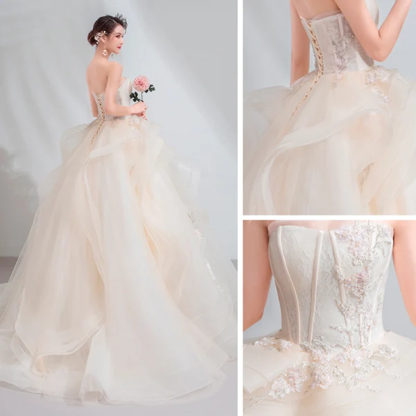 High-end Jade Green Prom Dresses 2020 Ball Gown Sweetheart Sleeveless Appliques Lace Beading Sweep Train Ruffle Backless Formal Dresses