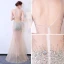 Sexy Champagne Transparentes Robe De Soirée 2018 Trompette / Sirène V-Cou Sans Manches Faux Diamant Paillettes Train De Balayage Dos Nu Robe De Ceremonie