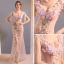 Sexy Rougissant Rose Transparentes Robe De Soirée 2018 Trompette / Sirène V-Cou Sans Manches Perlage Gland Appliques Fleur Faux Diamant Paillettes Train De Balayage Dos Nu Robe De Ceremonie