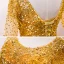 Luxe Doré Robe De Bal 2020 Robe Boule Encolure Dégagée Manches Longues Paillettes Perlage Faux Diamant Longue Volants Dos Nu Robe De Ceremonie
